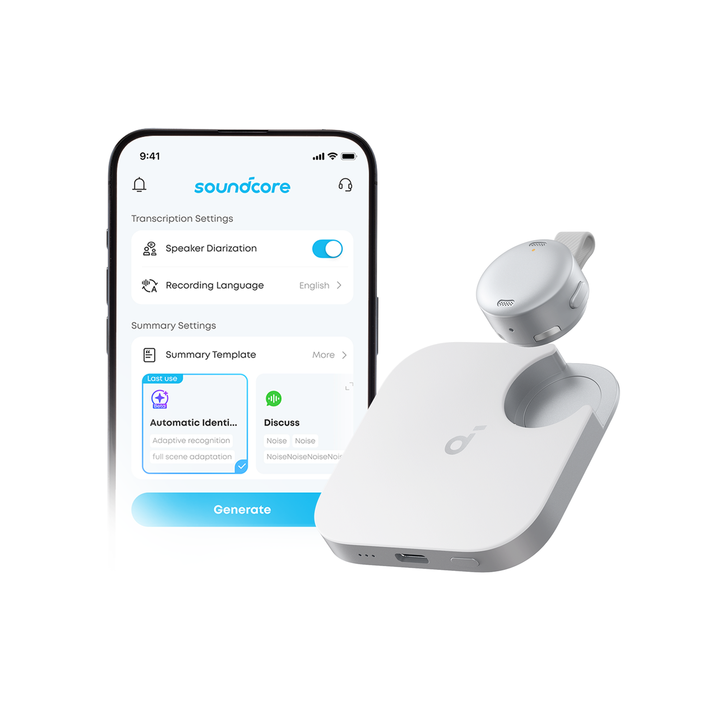 soundcore Work | The World's First Coin-Sized AI Voice Recorder