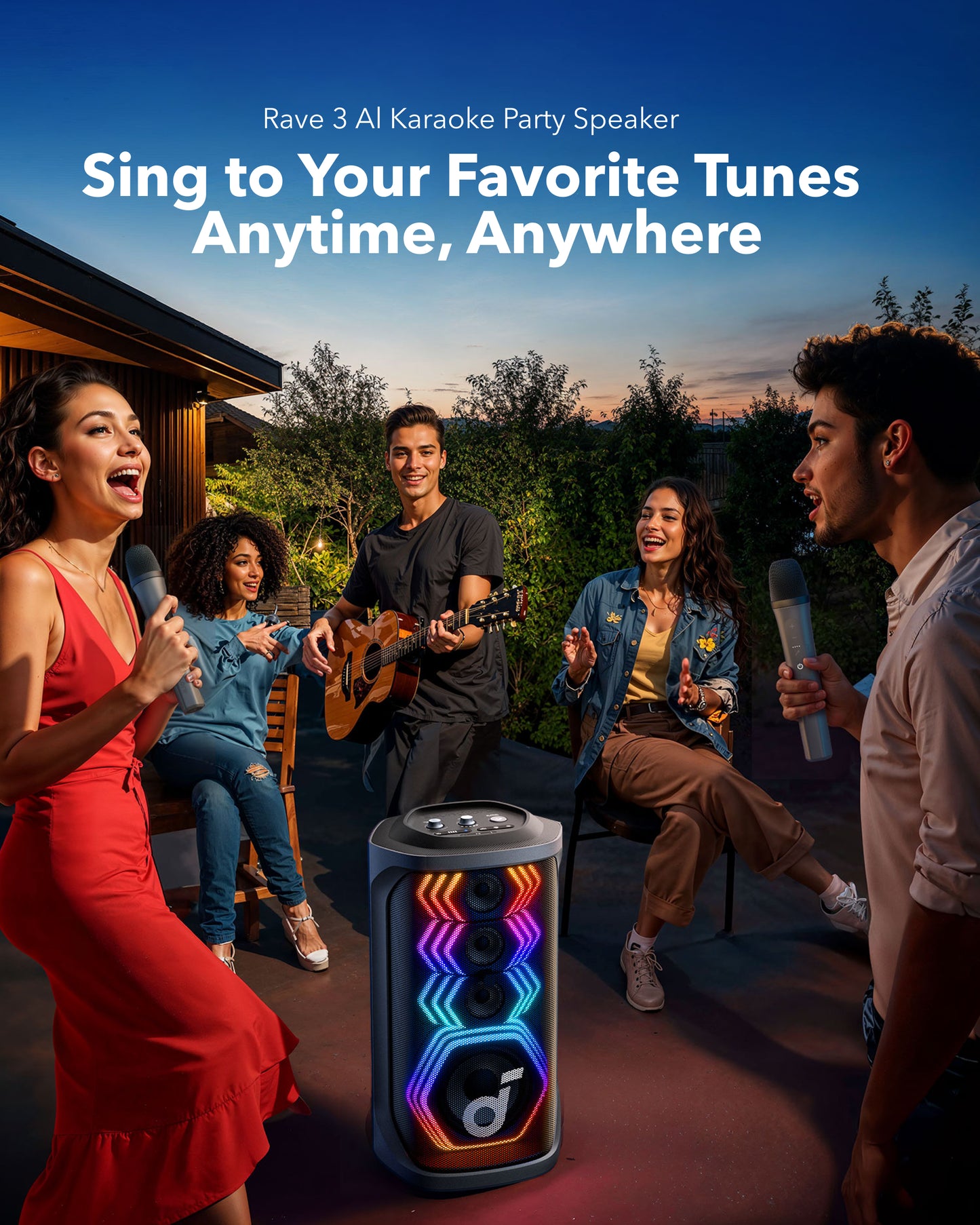 Rave 3 Karaoke Bluetooth Speaker with 2 Wireless Microphones