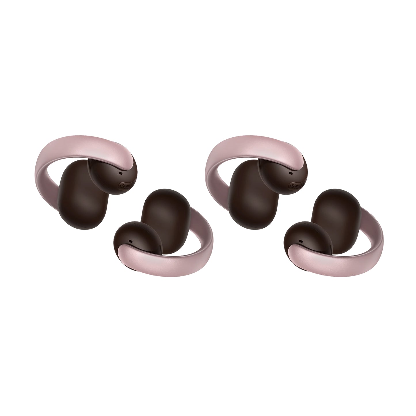 soundcore wireless earbuds with ergonomic design in pink and brown