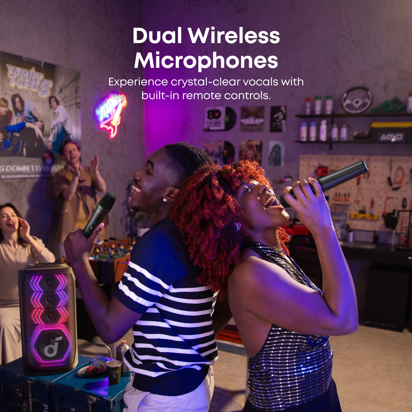 soundcore speaker for party with dual wireless microphones