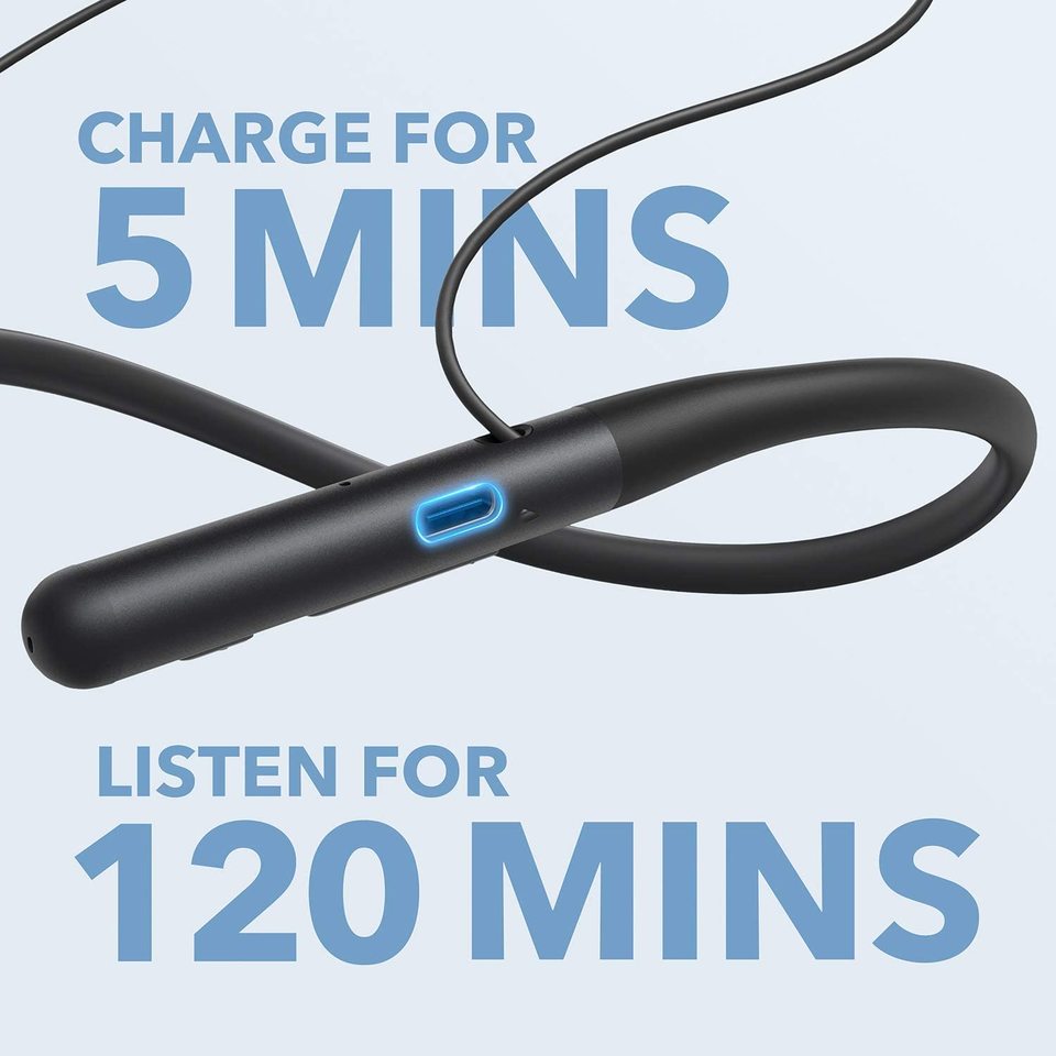 soundcore neckband earphones with fast charging for 120 minutes listening