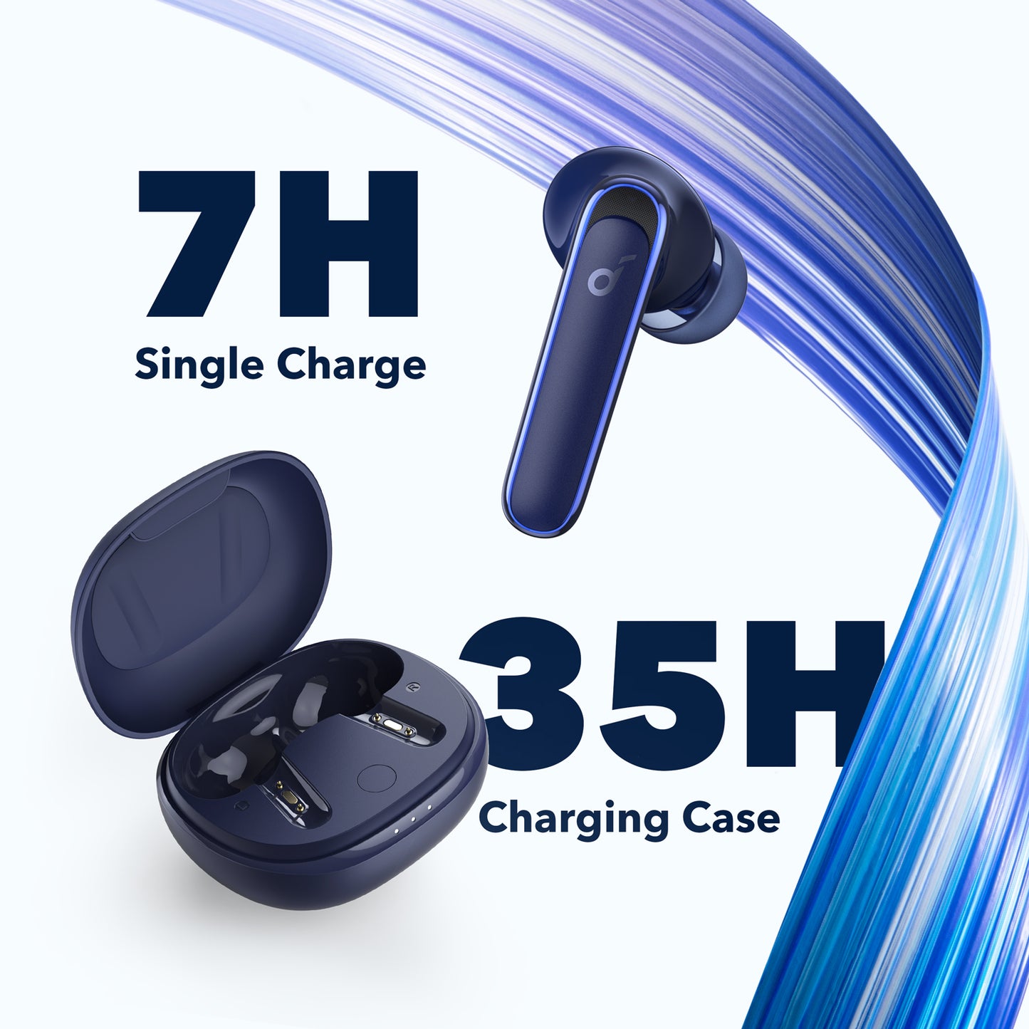 soundcore wireless earbuds with ping 7H single charge, 35H charging case