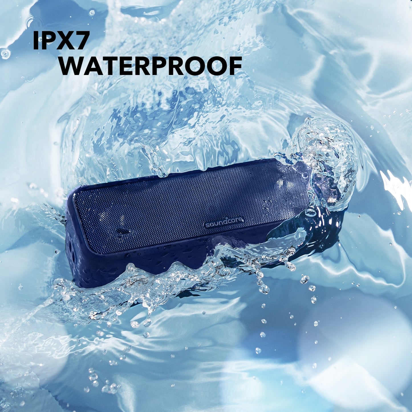 soundcore speaker with IPX7 waterproof design in water
