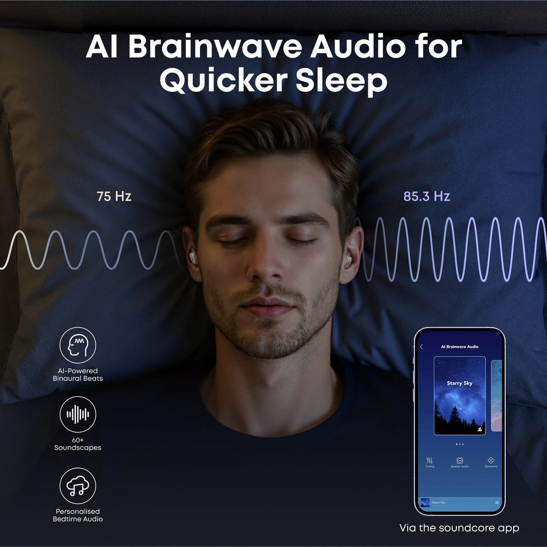 soundcore Sleep A30 ANC Sleep Earbuds AI brainwave audio for quicker sleep
