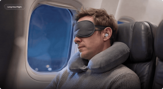 using sleep earbuds on the plane