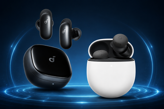 Liberty 5 Pro Max and Pixel Buds Pro 2 earbuds comparison cover image