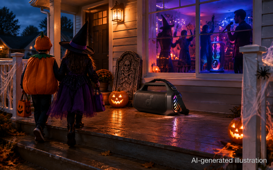 Boom 2 Plus adds Halloween sounds outside while Rave 3S lights the party indoors