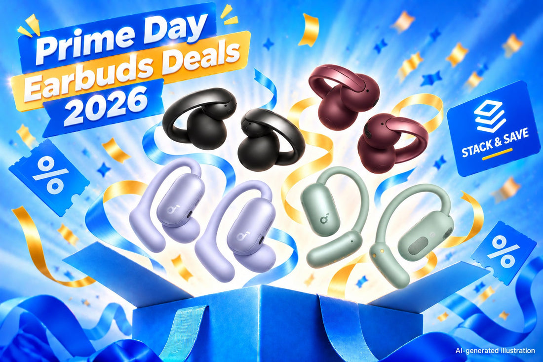 Prime Day 2026 banner with soundcore AeroClip, AeroFit 2 Pro, AeroFit 2, and AeroClip 2.