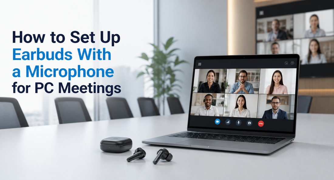 Earbuds with microphone for PC meetings