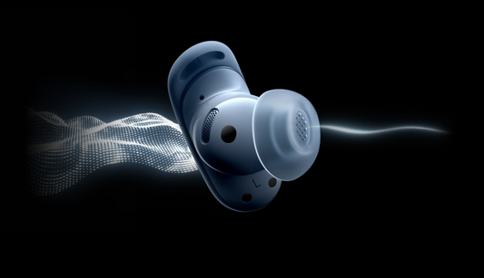 text: Image showing soundcore earbuds call noise cancellation