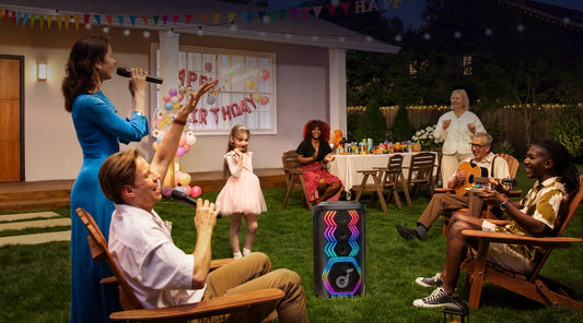 Backyard party with soundcore speaker