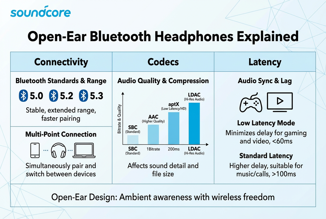 Open-Ear Bluetooth Headphones Explained: Understanding Connectivity, Codecs, and Latency