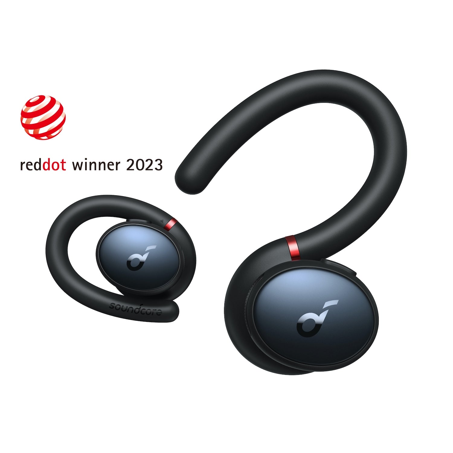 soundcore wireless earbuds with Red Dot Award winner logo