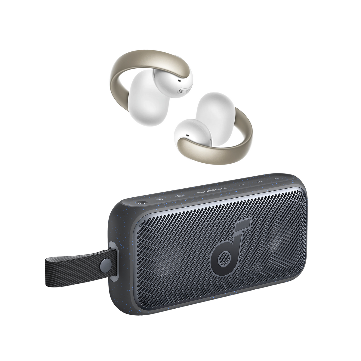 AeroClip | Open-Ear Clip-On Earbuds & Motion 300 | Portable Bluetooth Speaker Bundle