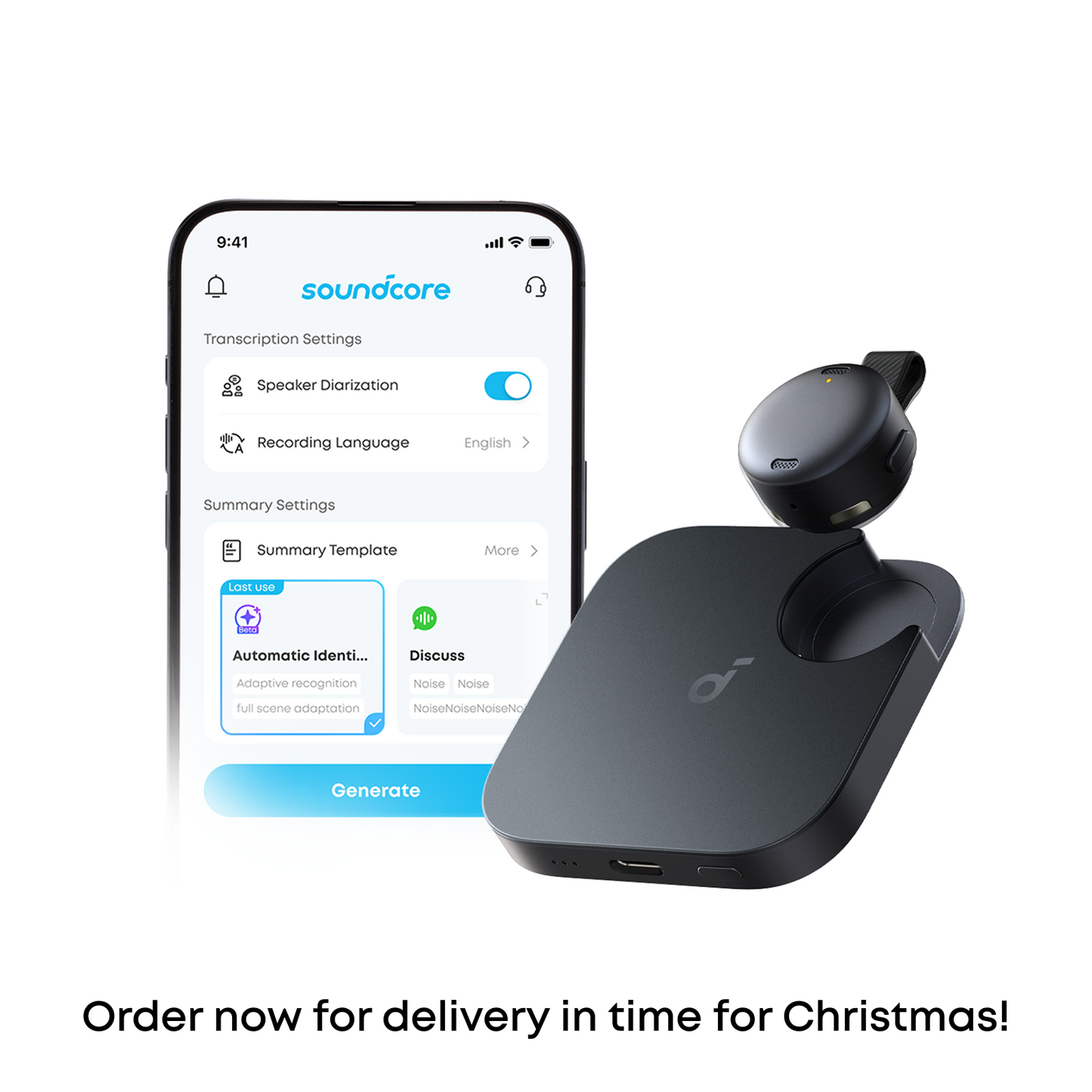 soundcore Work | The World's First Coin-Sized AI Voice Recorder