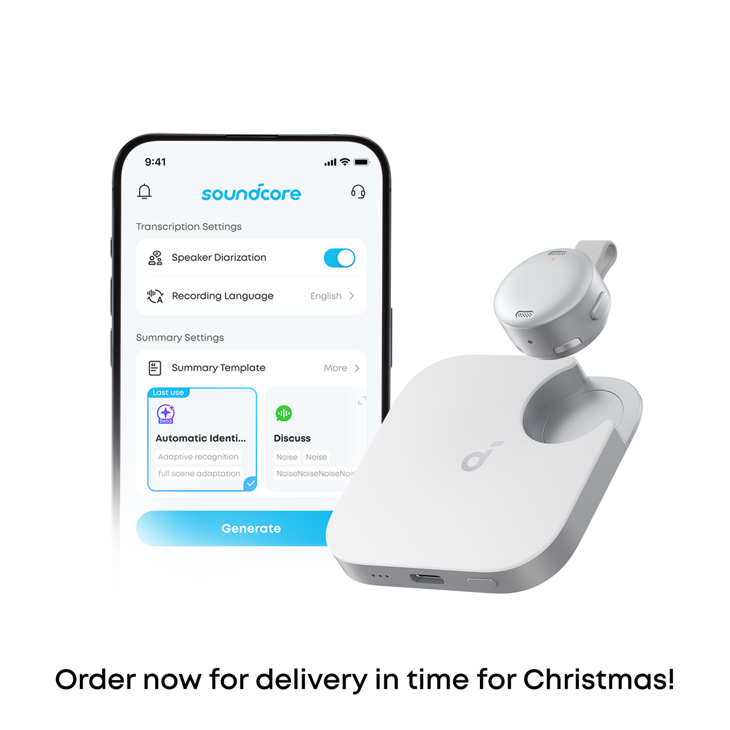soundcore Work | The World's First Coin-Sized AI Voice Recorder