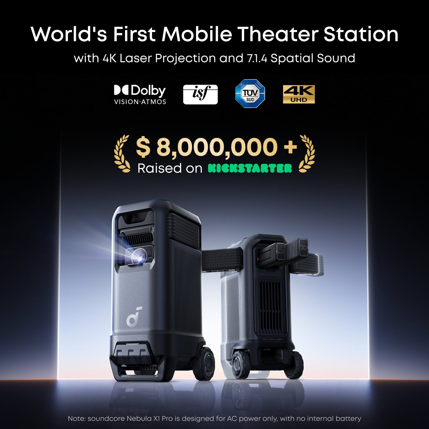 soundcore Nebula X1 Pro 4K Projector | World's First Mobile Theater Station
