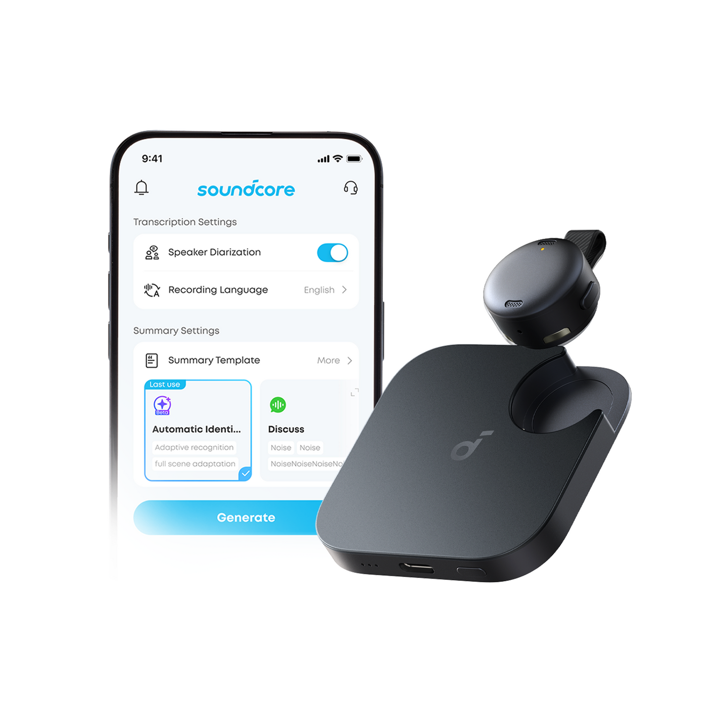 soundcore Work | The World's First Coin-Sized AI Voice Recorder