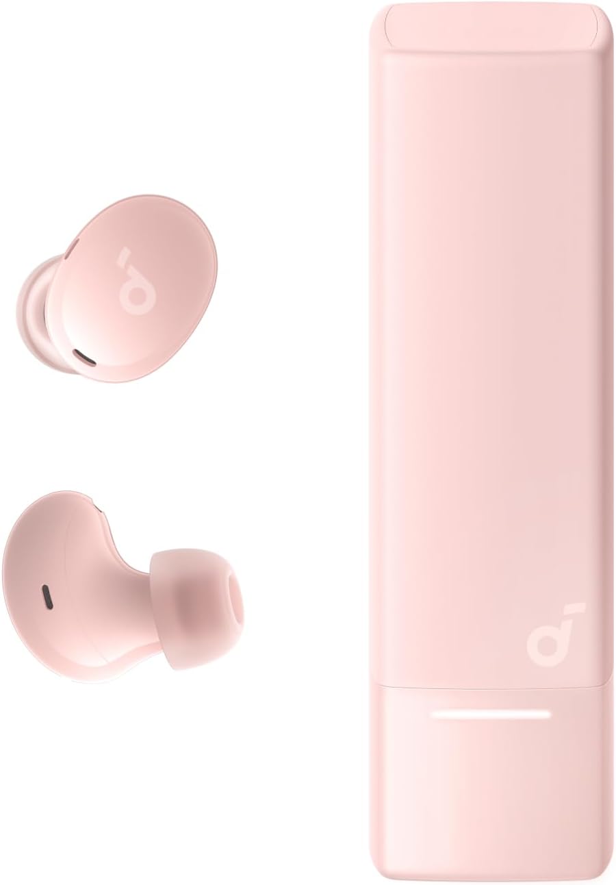 soundcore pink earbuds with compact charging case
