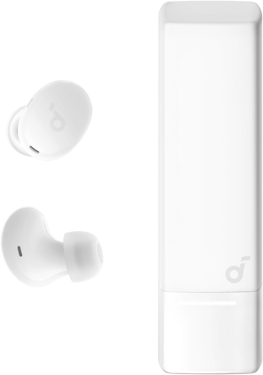 soundcore white earbuds with compact charging case