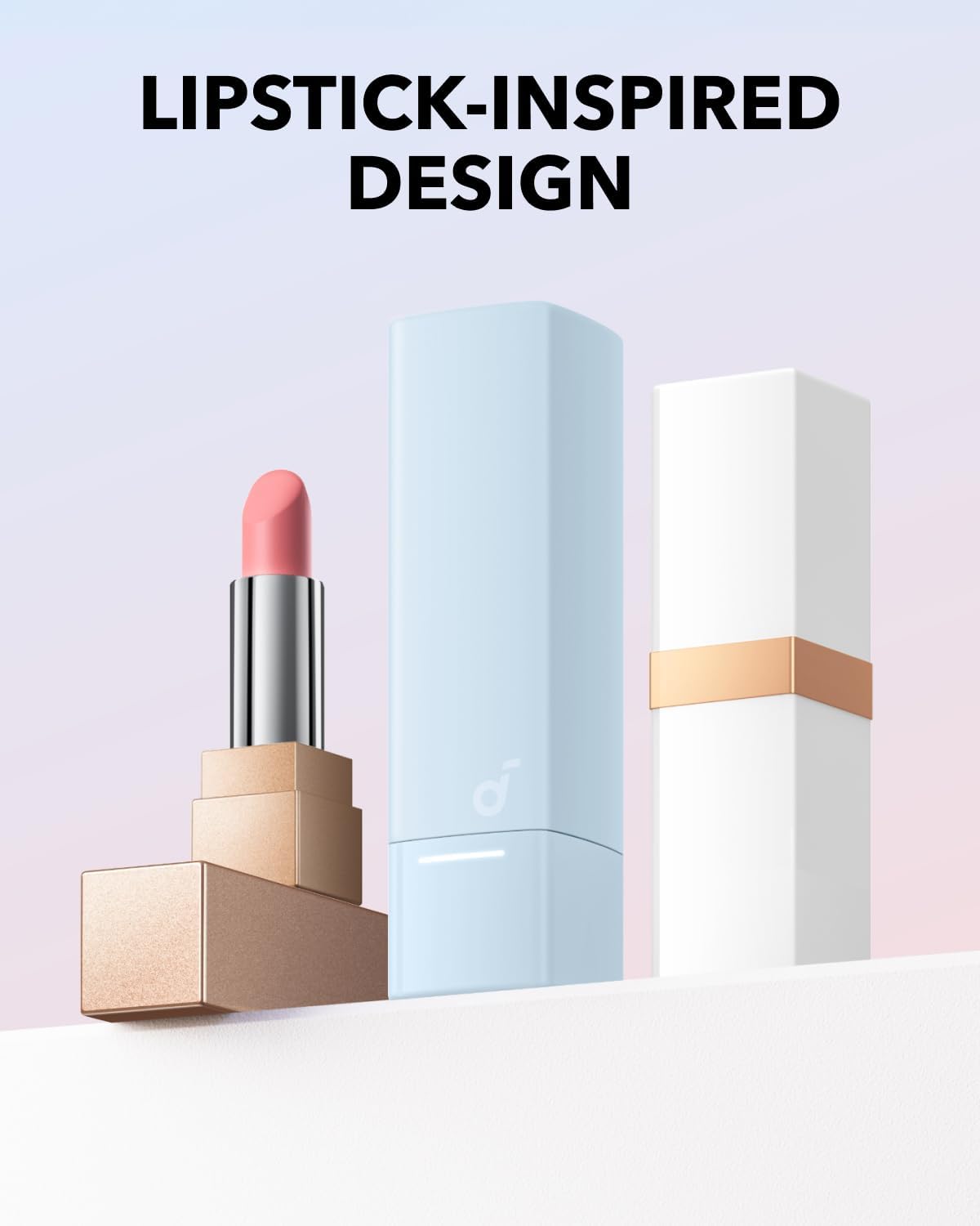 soundcore lipstick-inspired charging case with stylish pastel color
