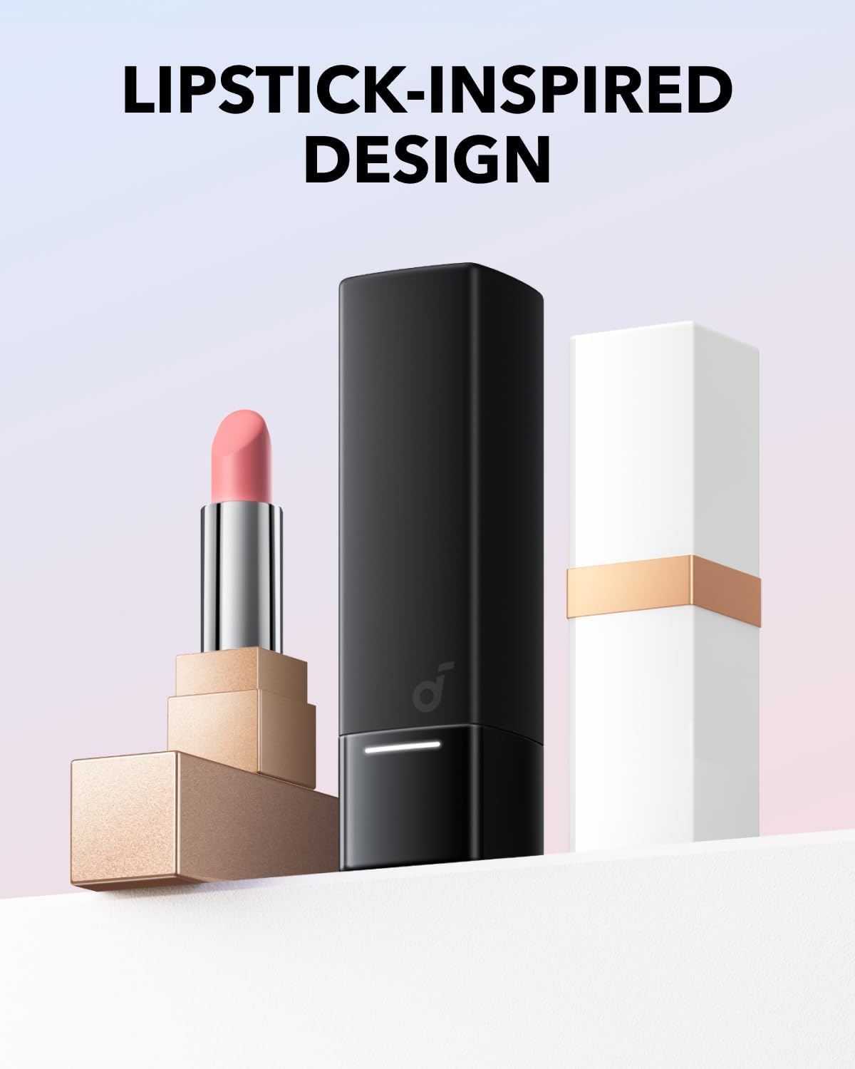 soundcore charging case with lipstick-inspired design