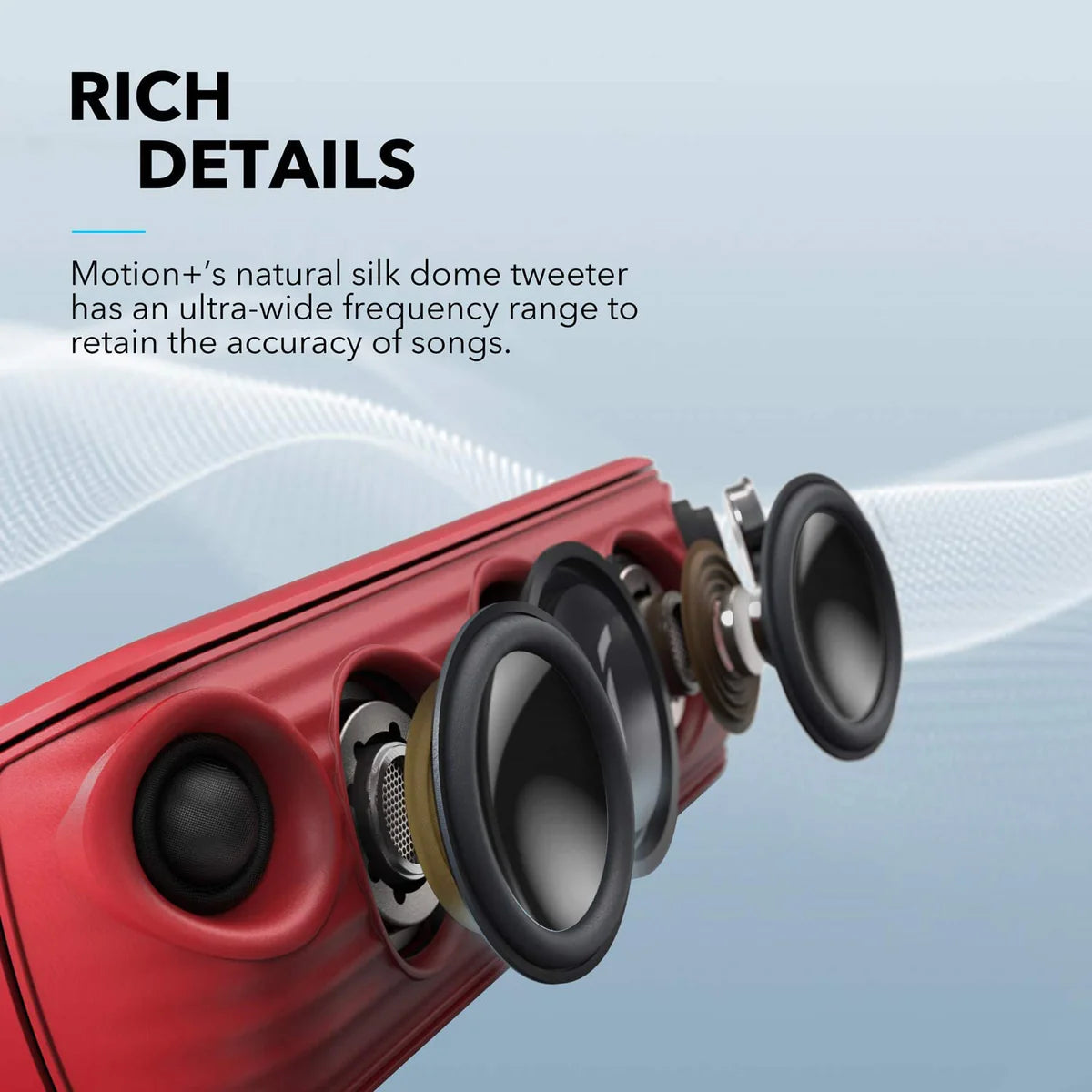 soundcore speaker with silk dome tweeter for rich details