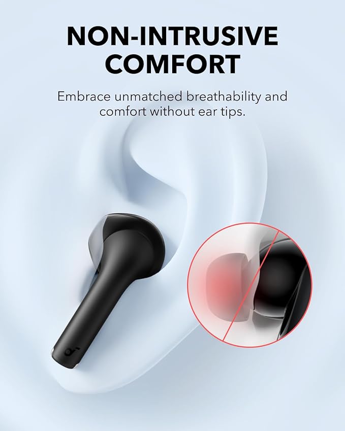 soundcore earbuds with comfortable fit and no ear tips