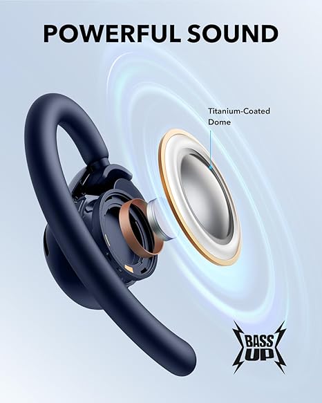 soundcore earbud with titanium-coated dome for powerful sound