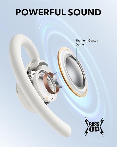 soundcore earbud with titanium-coated dome for powerful sound