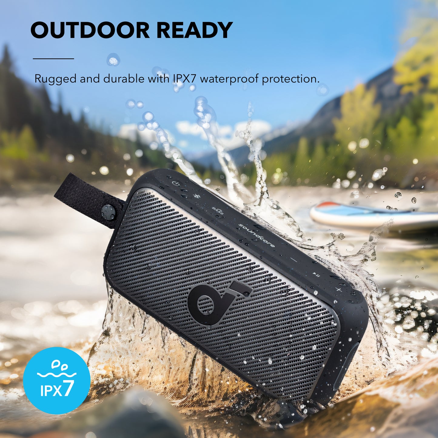soundcore speaker with IPX7 waterproof for outdoor protection