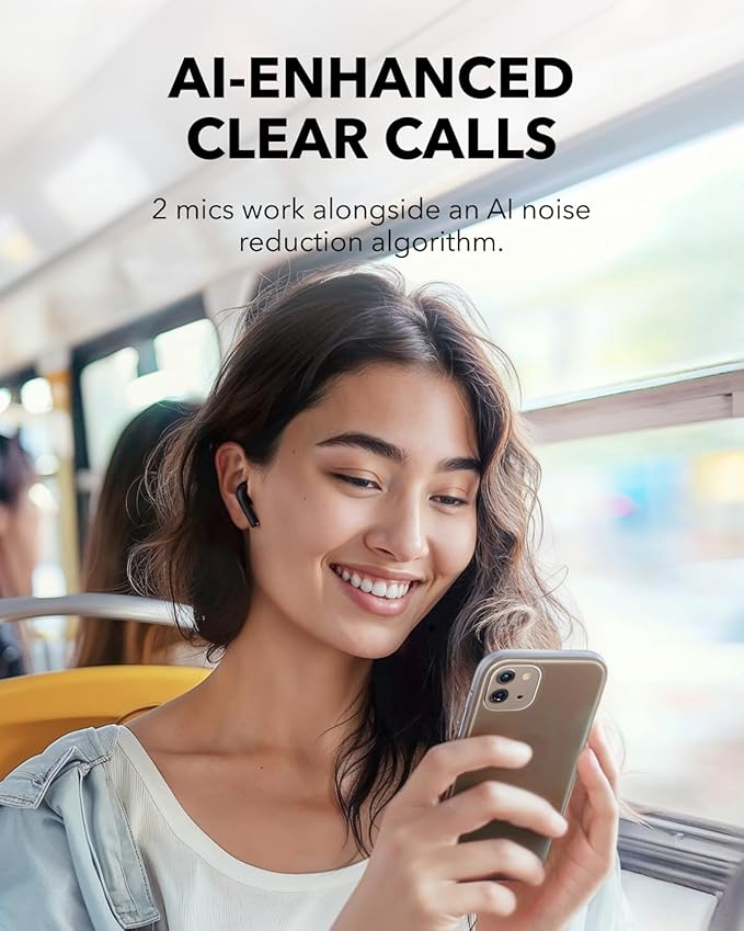 soundcore earbuds with AI noise reduction for clear calls