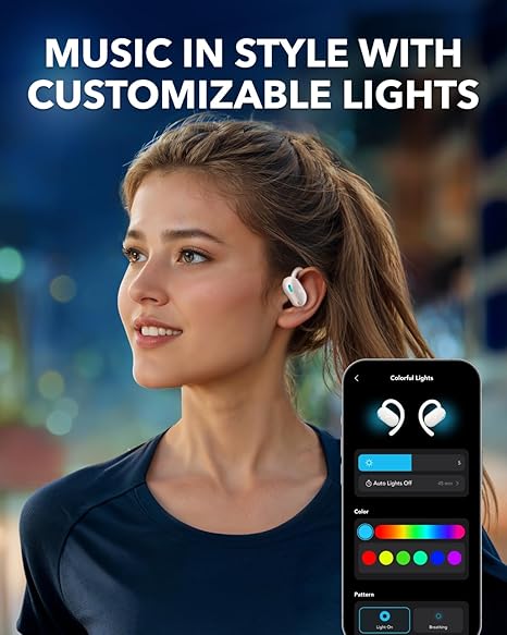 soundcore earbuds with customizable lights and color options