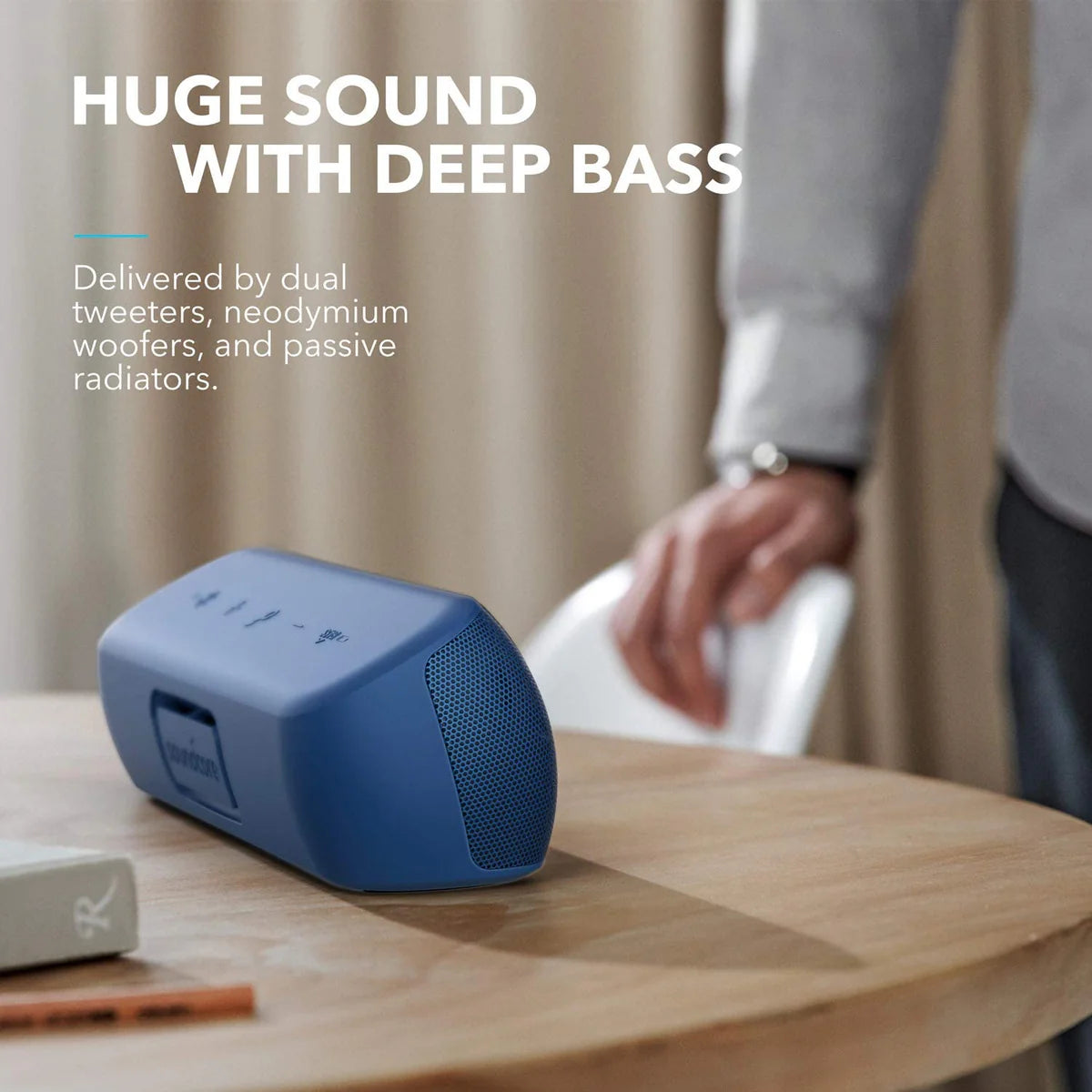 soundcore speaker with dual tweeters for deep bass