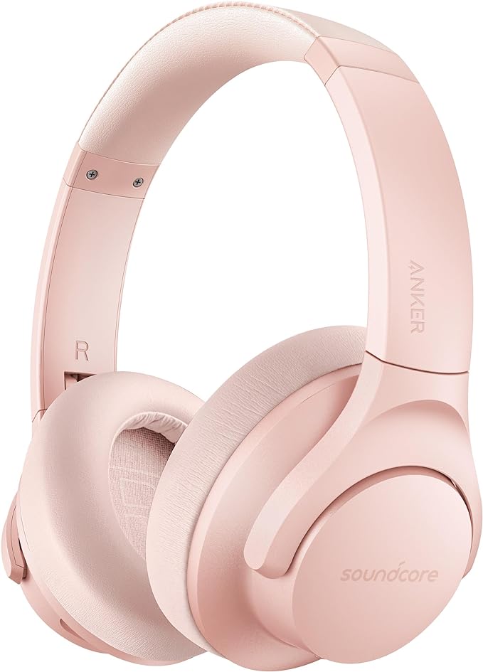 soundcore headphones with soft pink design