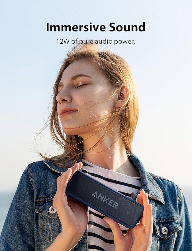 Anker speaker with 12W immersive sound for audio.