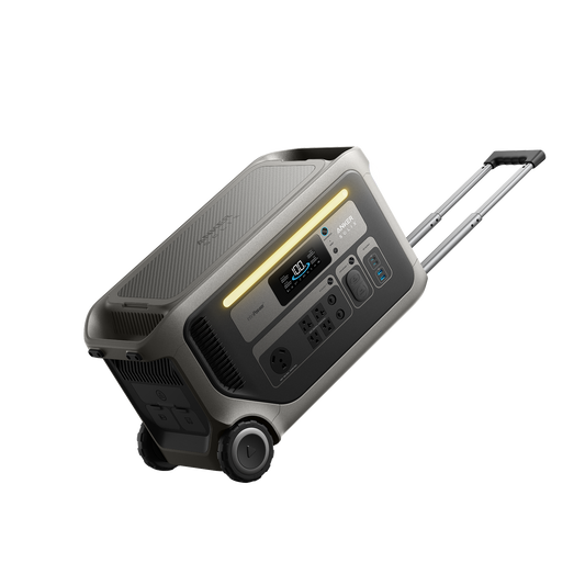 Anker SOLIX portable with handle for easy transport.