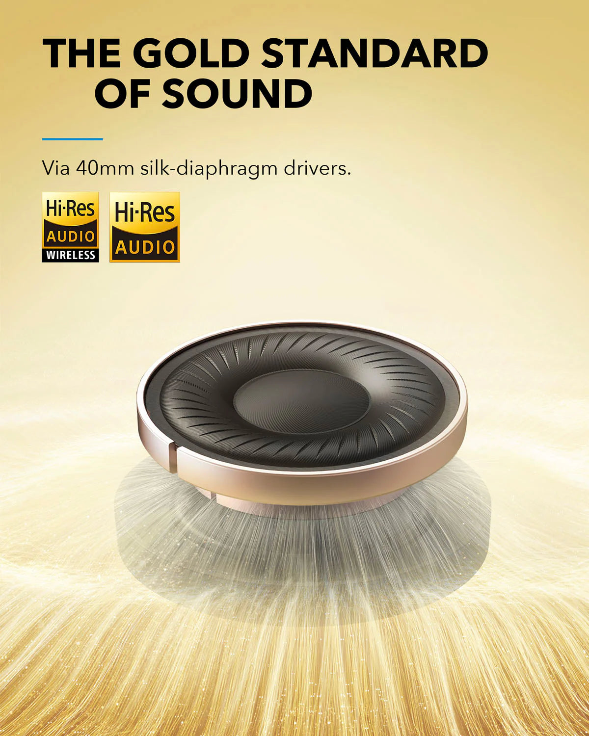 soundcore with 40mm silk-diaphragm drivers for Hi-Res audio