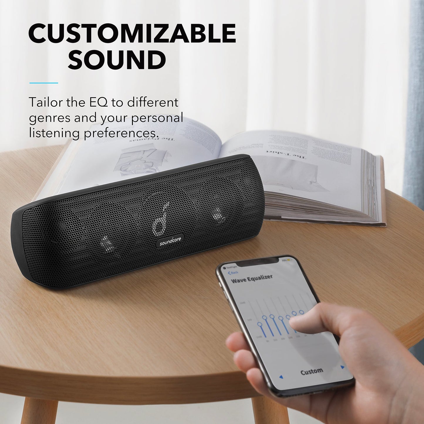 soundcore speaker with customizable EQ using smartphone