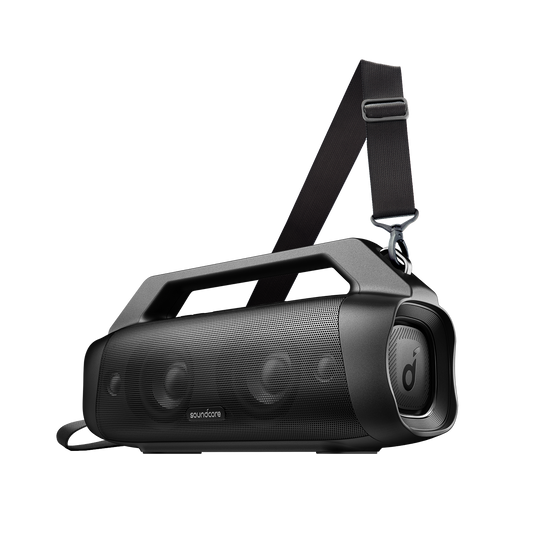 soundcore portable speaker with carrying strap for outdoor use
