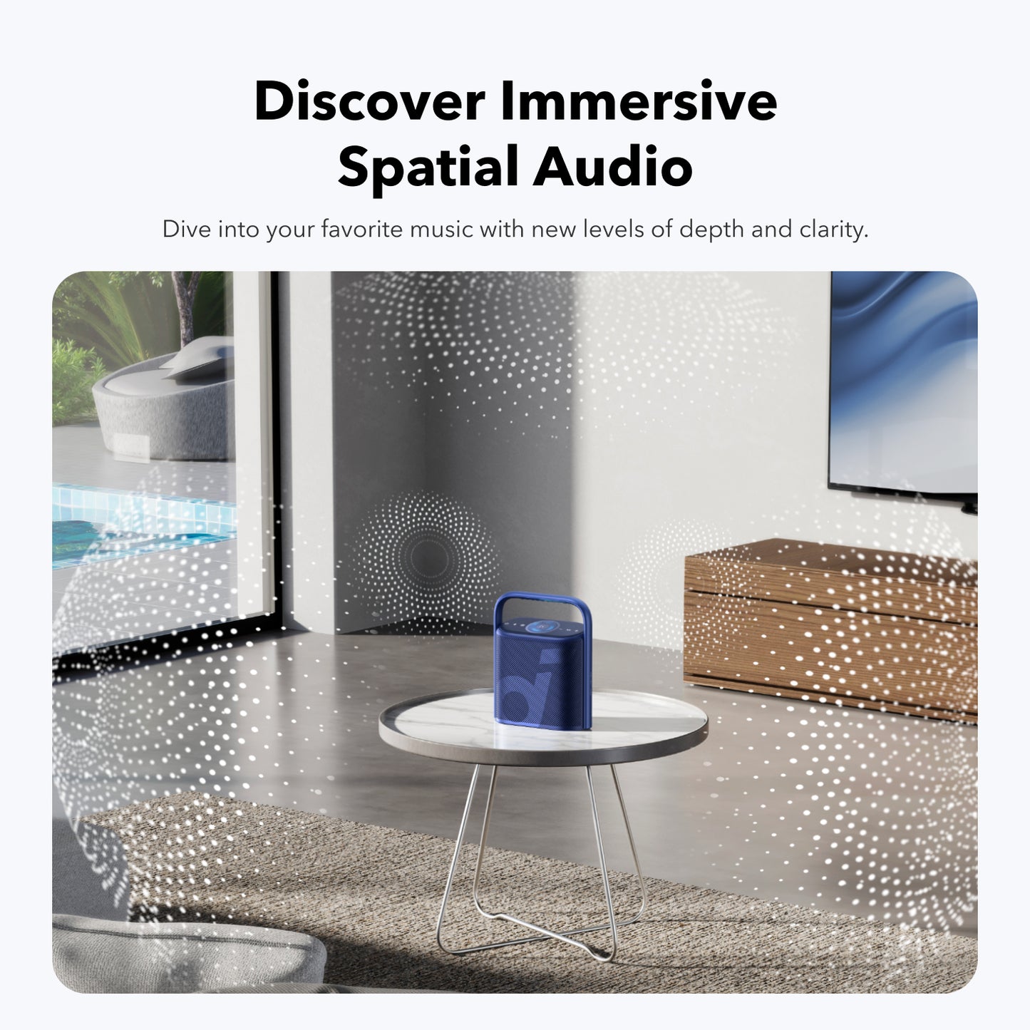 soundcore speaker with immersive spatial audio for clear music
