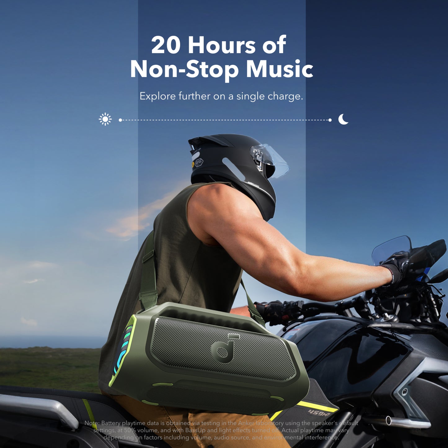 soundcore outdoor speaker with 20 hours music for outdoor adventure