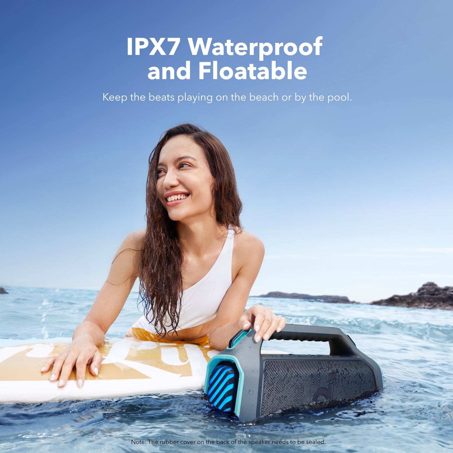 soundcore outdoor speaker with floatable design for ping pool