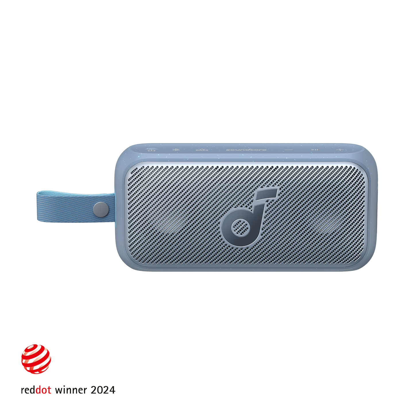 soundcore blue portable speaker with Red Dot award for sleek design