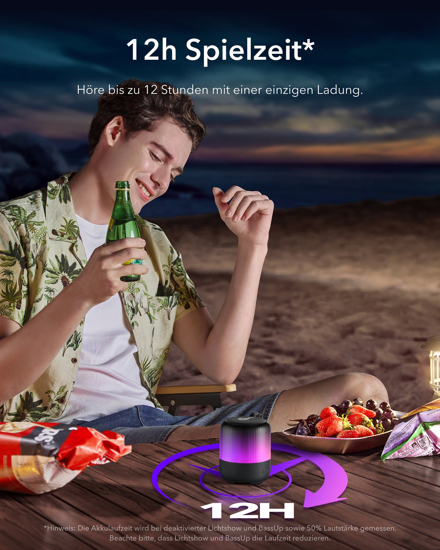 soundcore speaker with 12H playtime for beach party