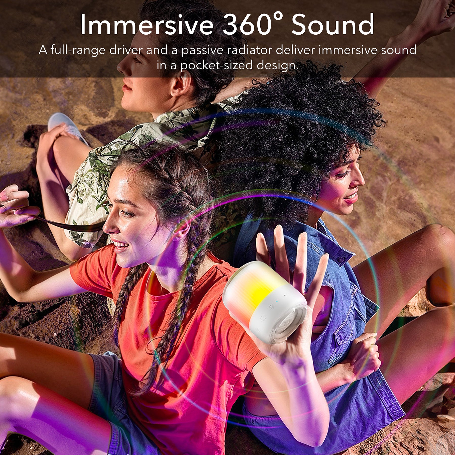 soundcore speaker with immersive 360° sound for group