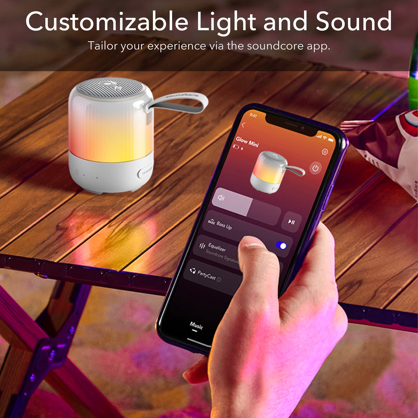 soundcore speaker with customizable light via app