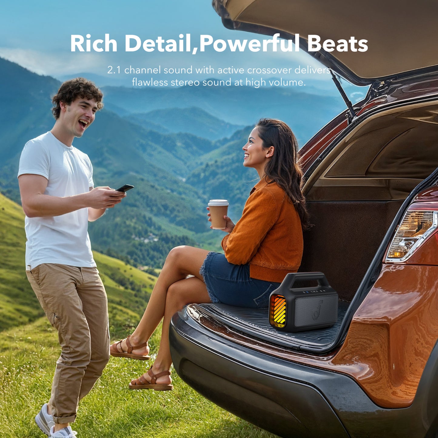 soundcore outdoor speaker for rich detail and powerful ping beats