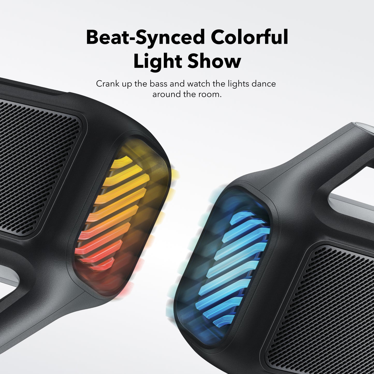 soundcore outdoor speaker with beat-synced colorful light show