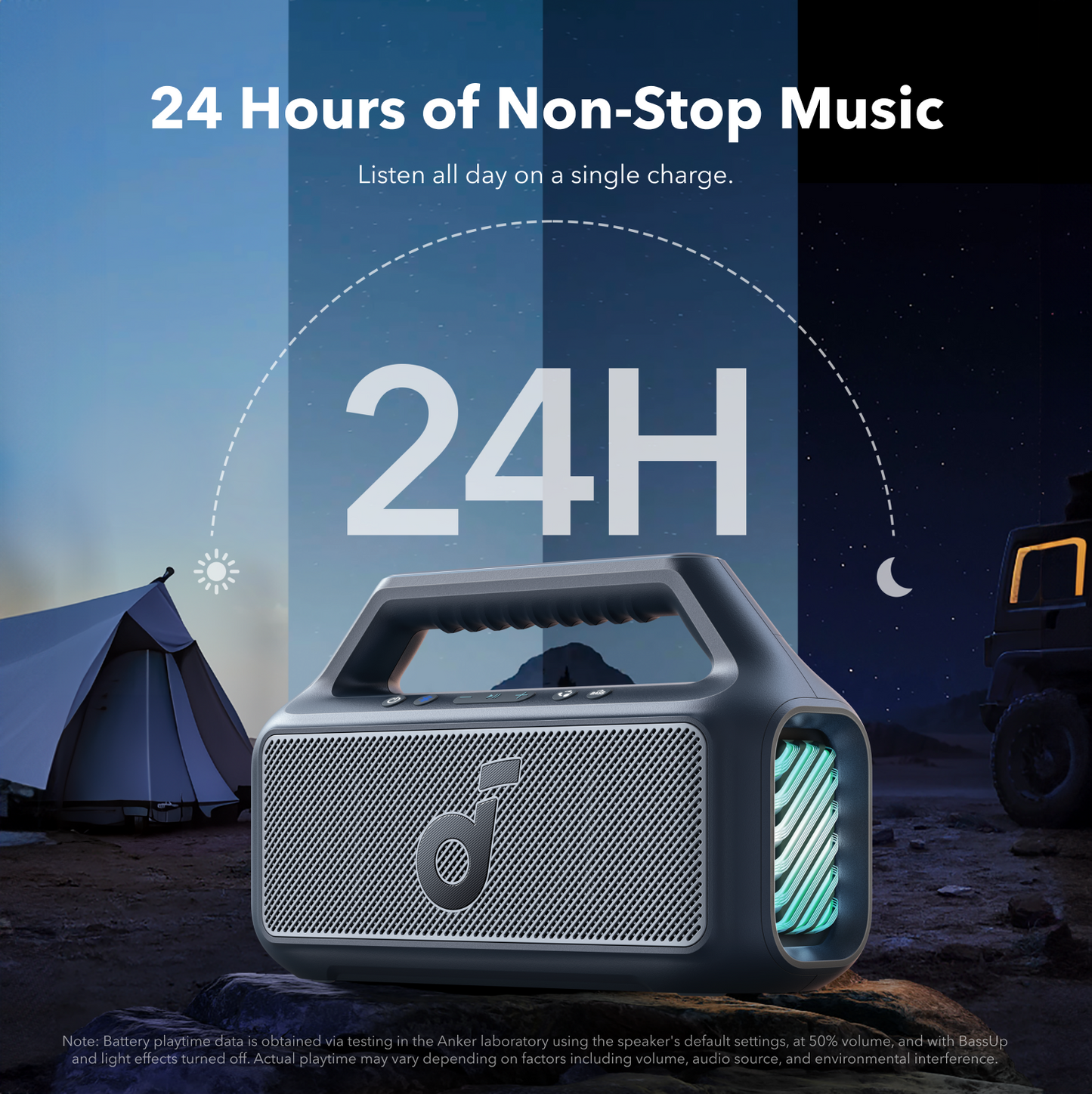 soundcore best outdoor speaker with 24-hour playtime for camping